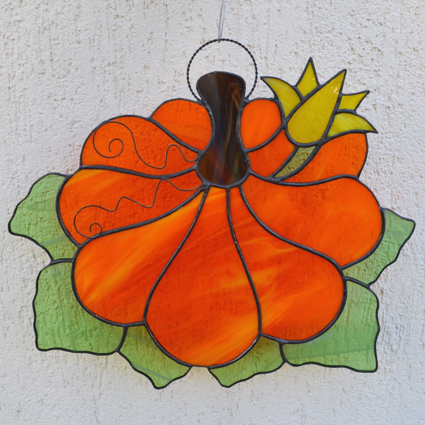 Large Stained Glass Pumpkin Suncatcher