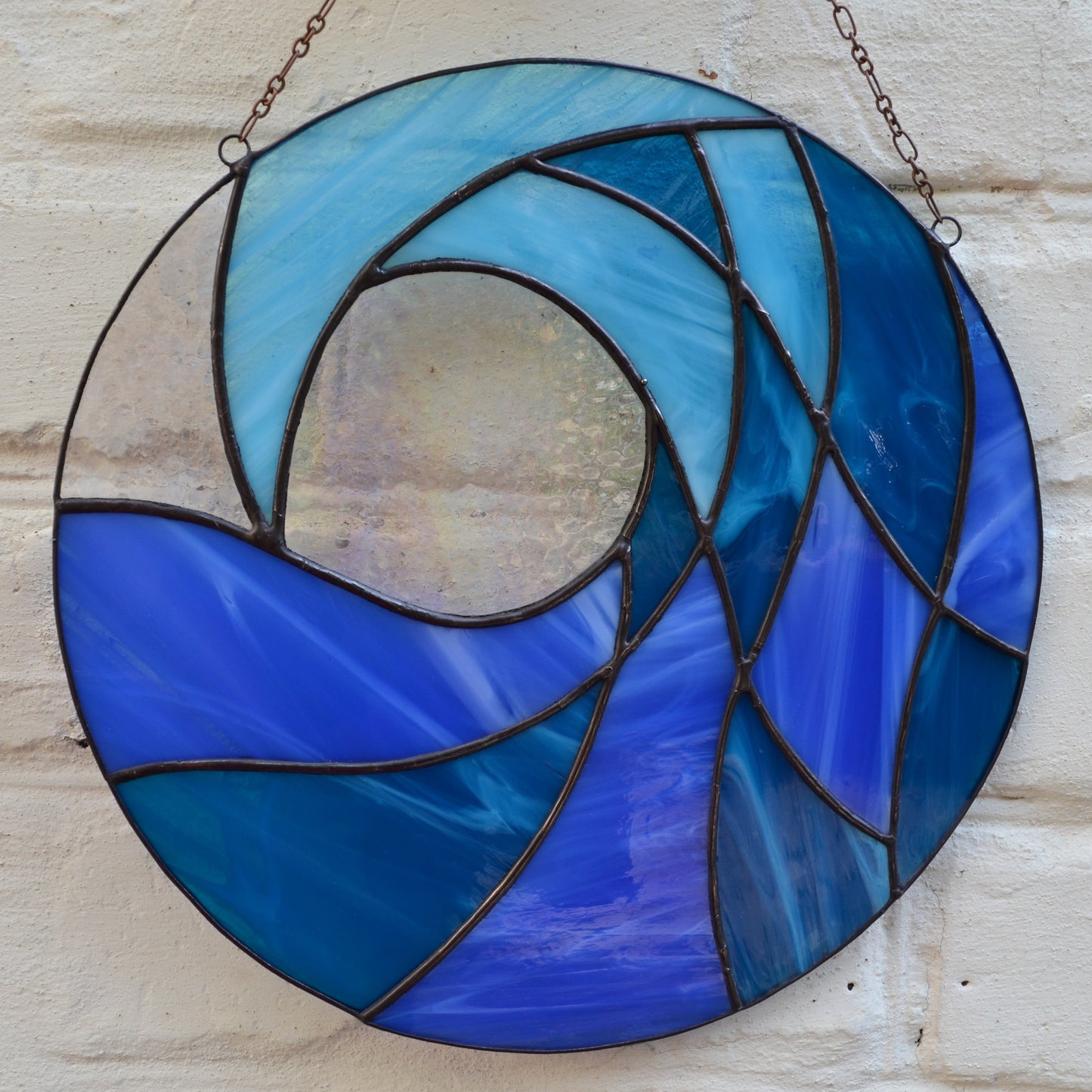 Breaking Ocean Wave Stained Glass Panel