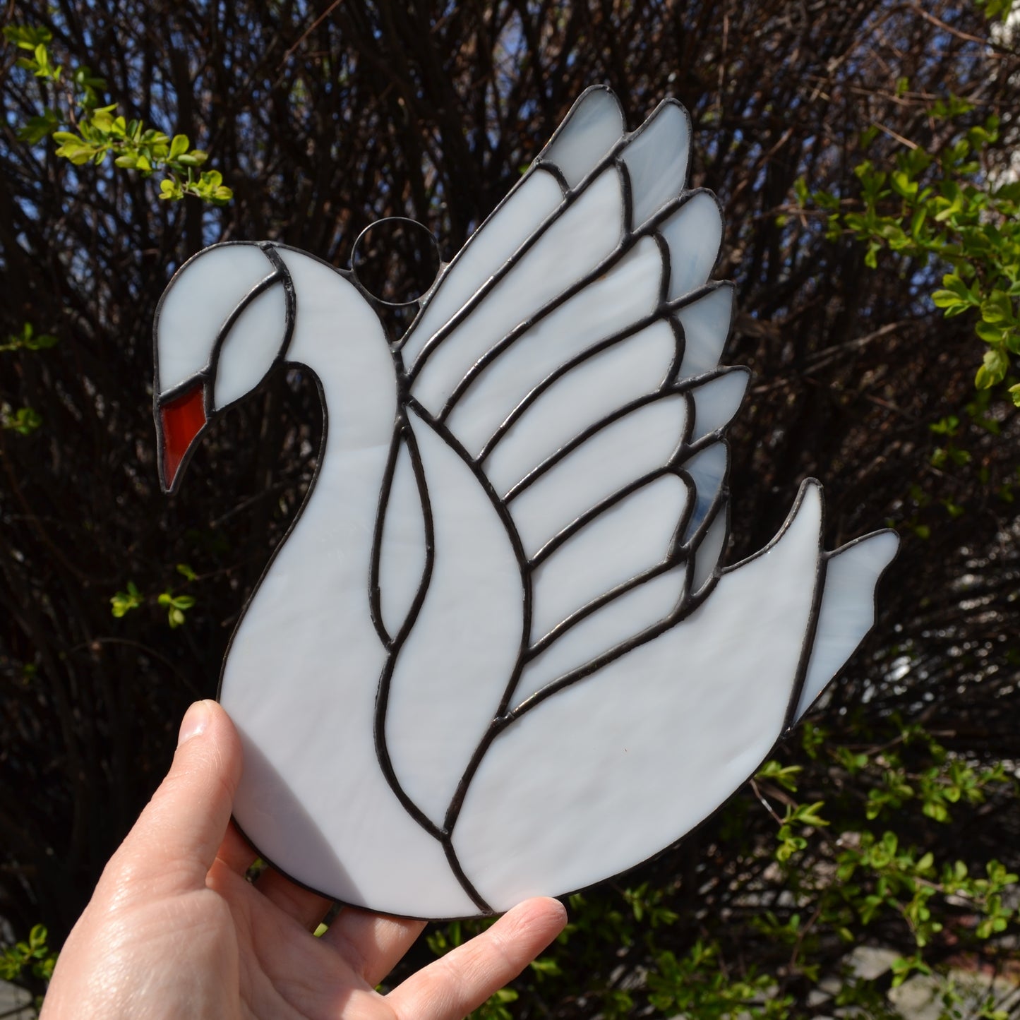 Stained Glass Swan Suncatcher