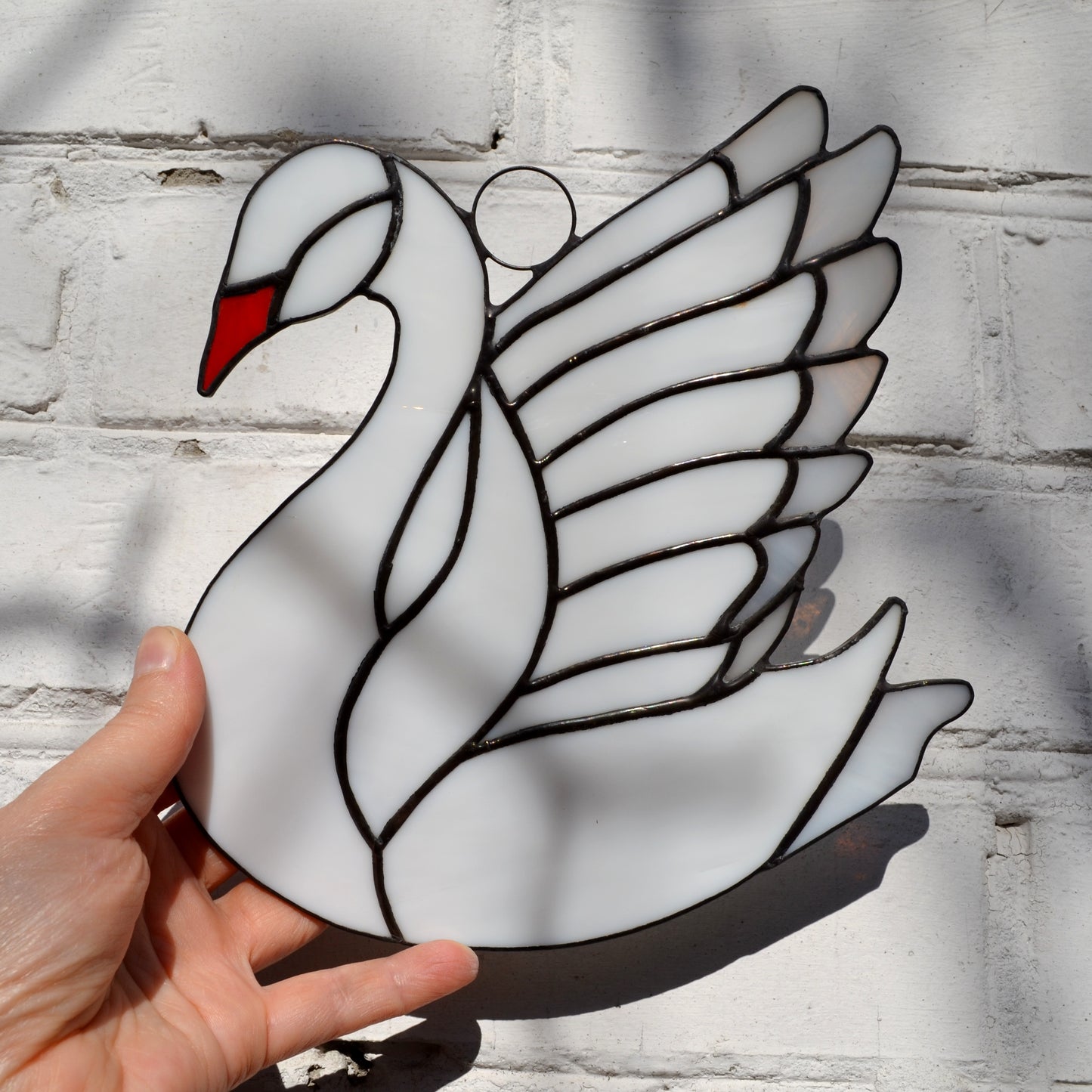 Stained Glass Swan Suncatcher