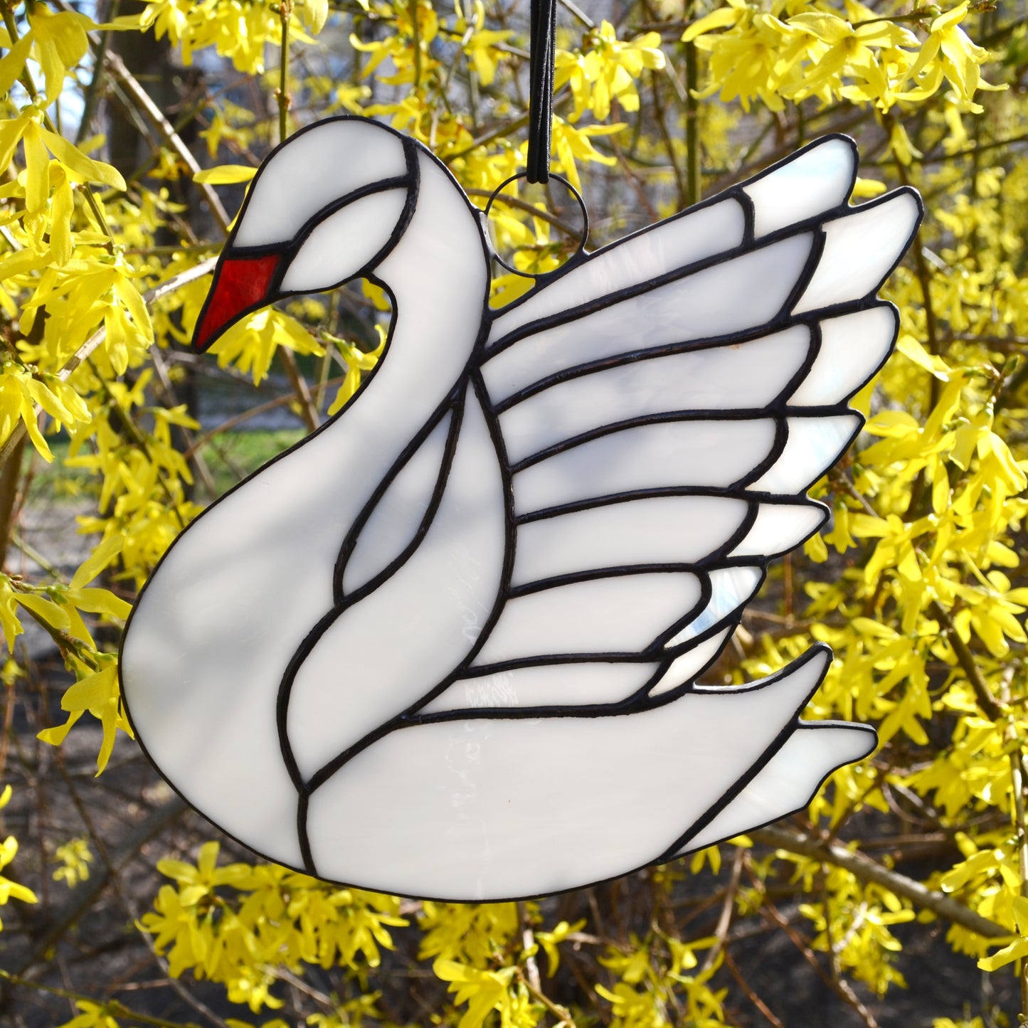 Stained Glass Swan Suncatcher