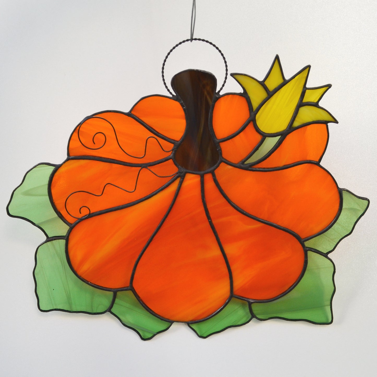 Large Stained Glass Pumpkin Suncatcher