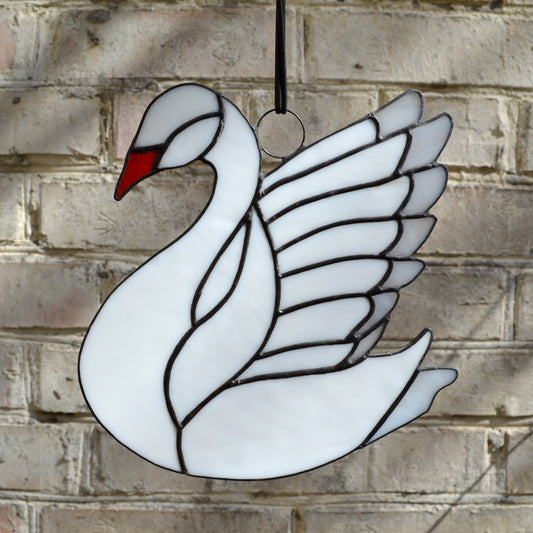 Stained Glass Swan Suncatcher