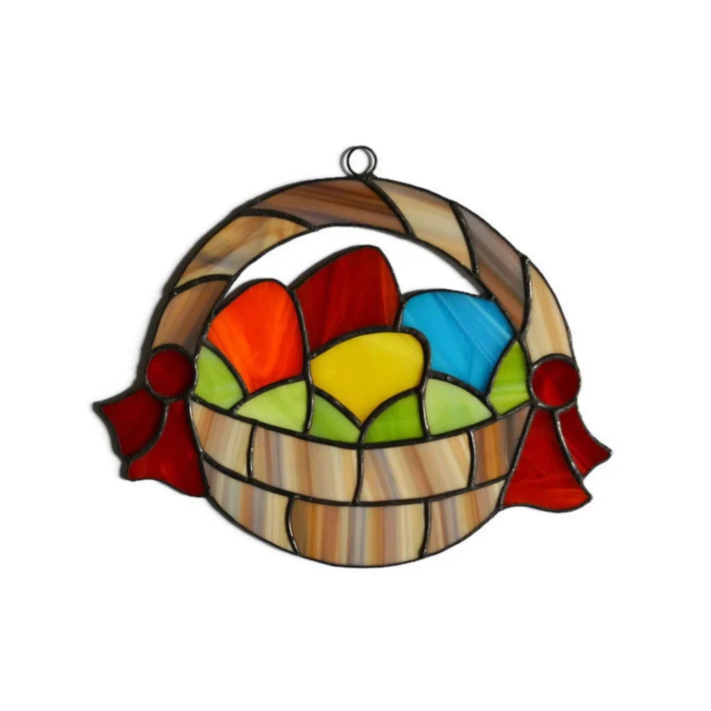 Easter Basket With Colored Eggs Stained Glass Suncatcher