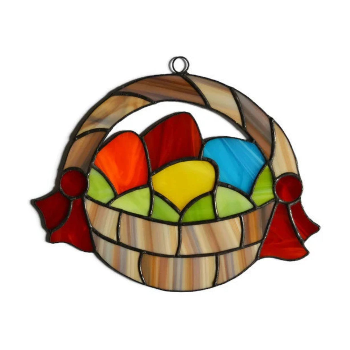 Easter Basket With Colored Eggs Stained Glass Suncatcher