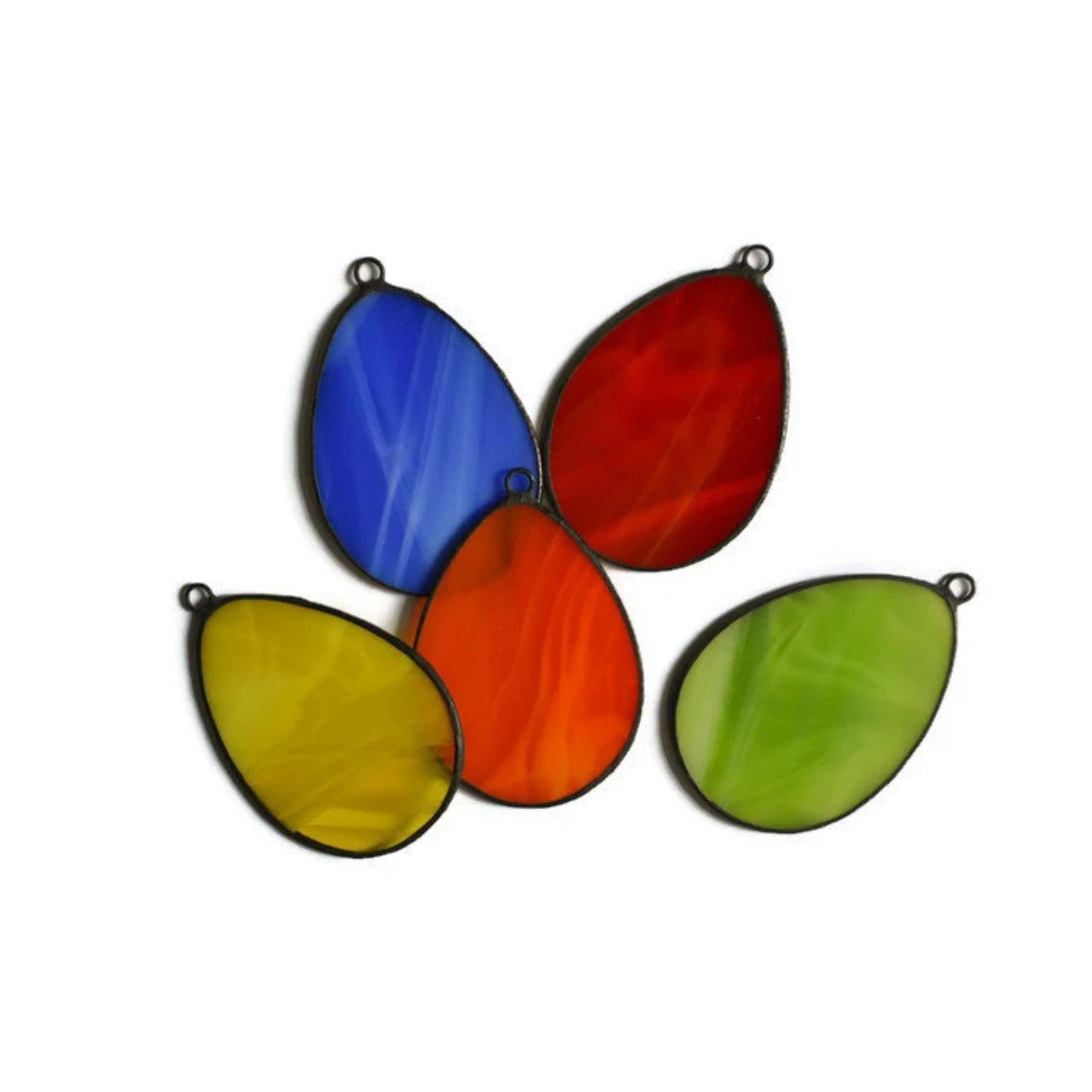 Colorful Easter Eggs Stained Glass Ornaments Set of 5