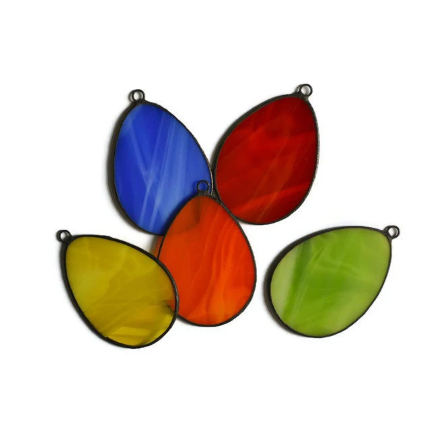 Colorful Easter Eggs Stained Glass Ornaments Set of 5