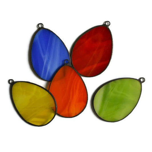 Colorful Easter Eggs Stained Glass Ornaments Set of 5