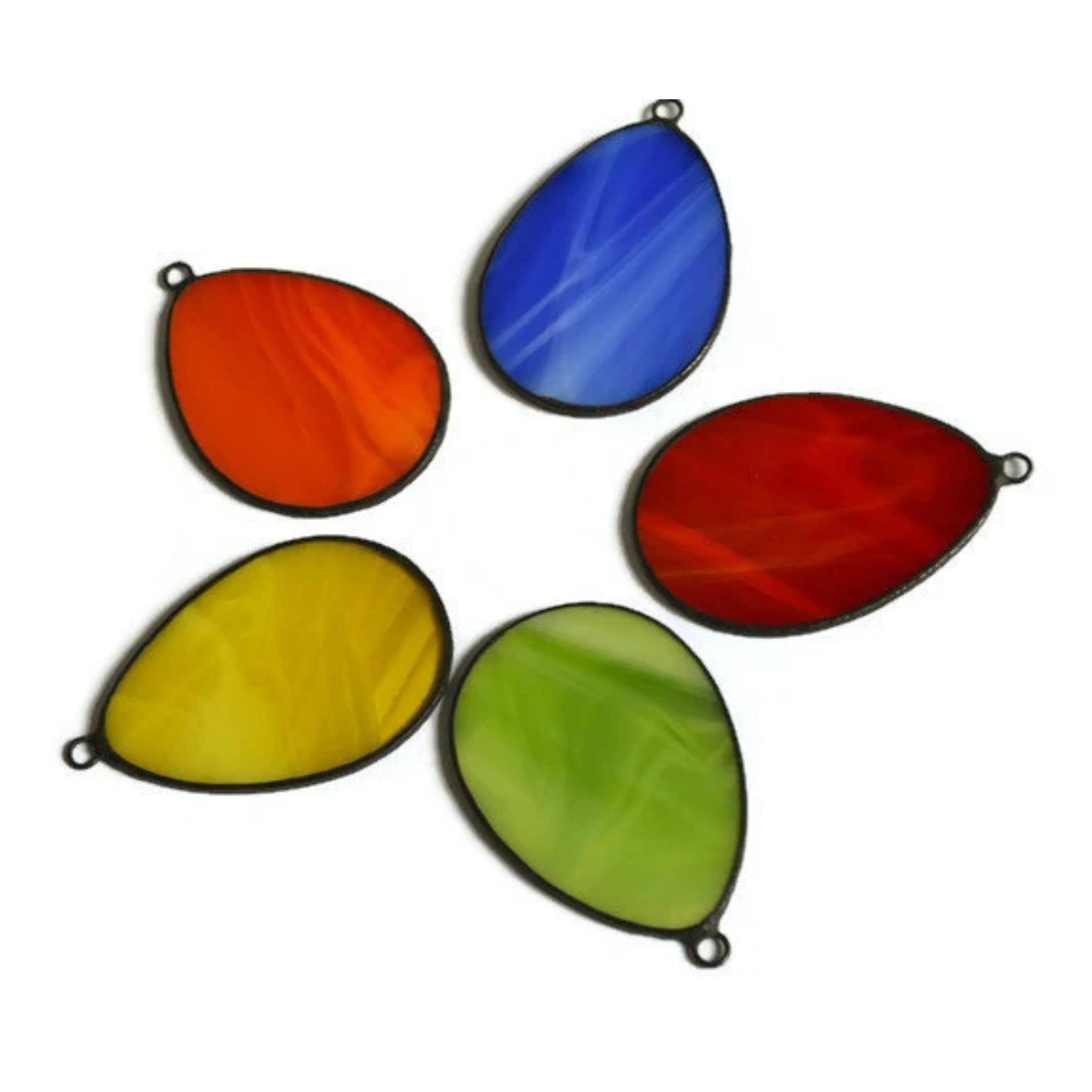 Colorful Easter Eggs Stained Glass Ornaments Set of 5