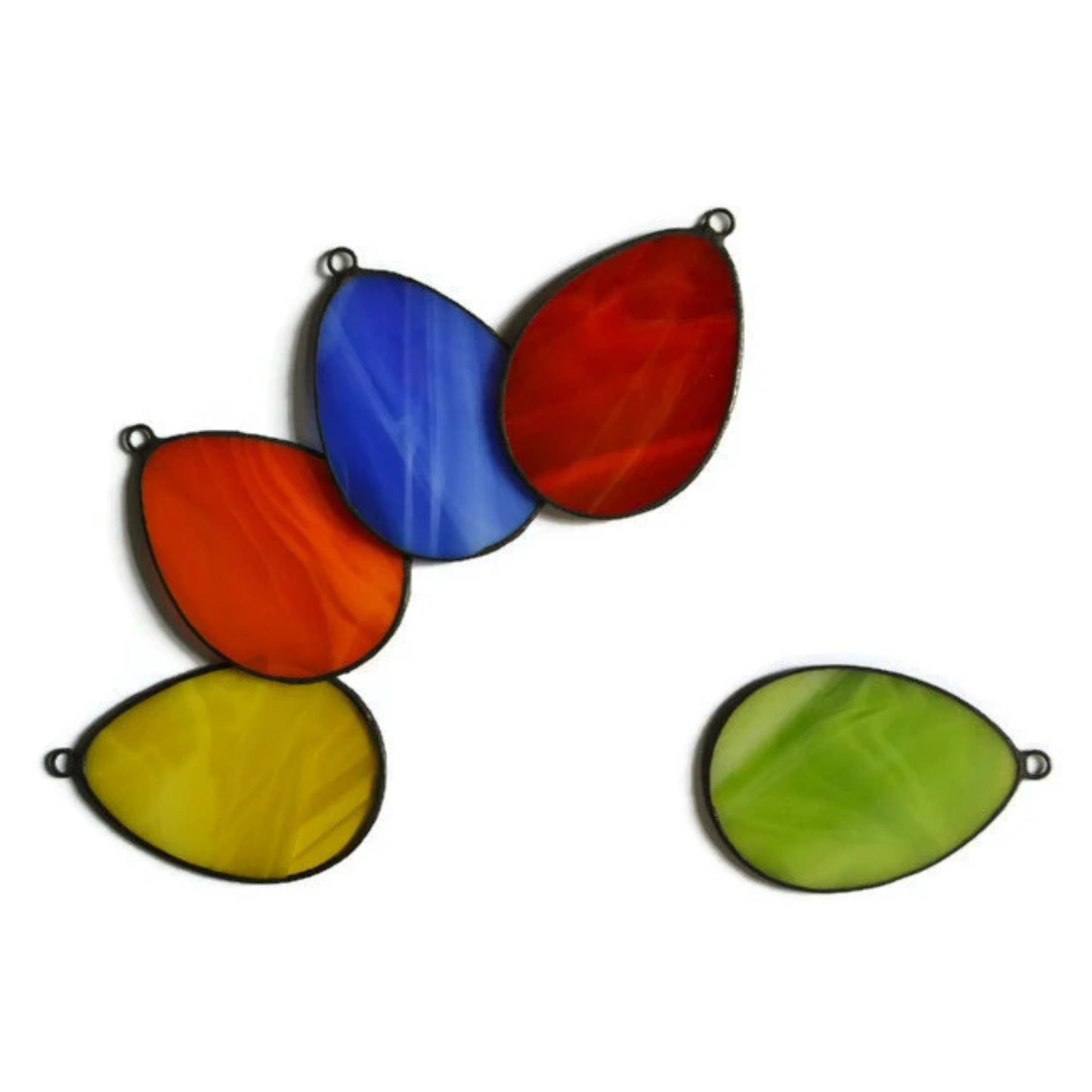 Colorful Easter Eggs Stained Glass Ornaments Set of 5