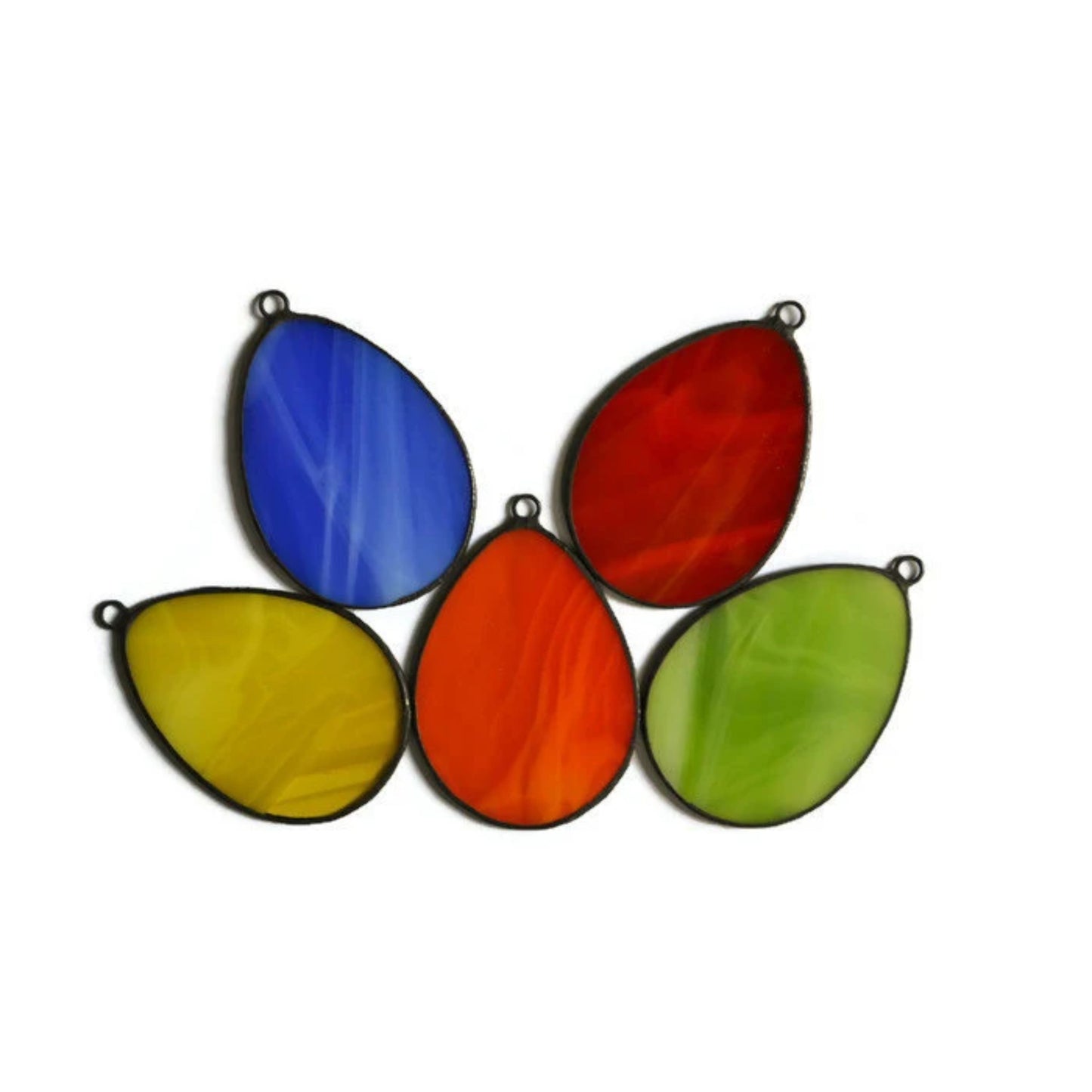 Colorful Easter Eggs Stained Glass Ornaments Set of 5