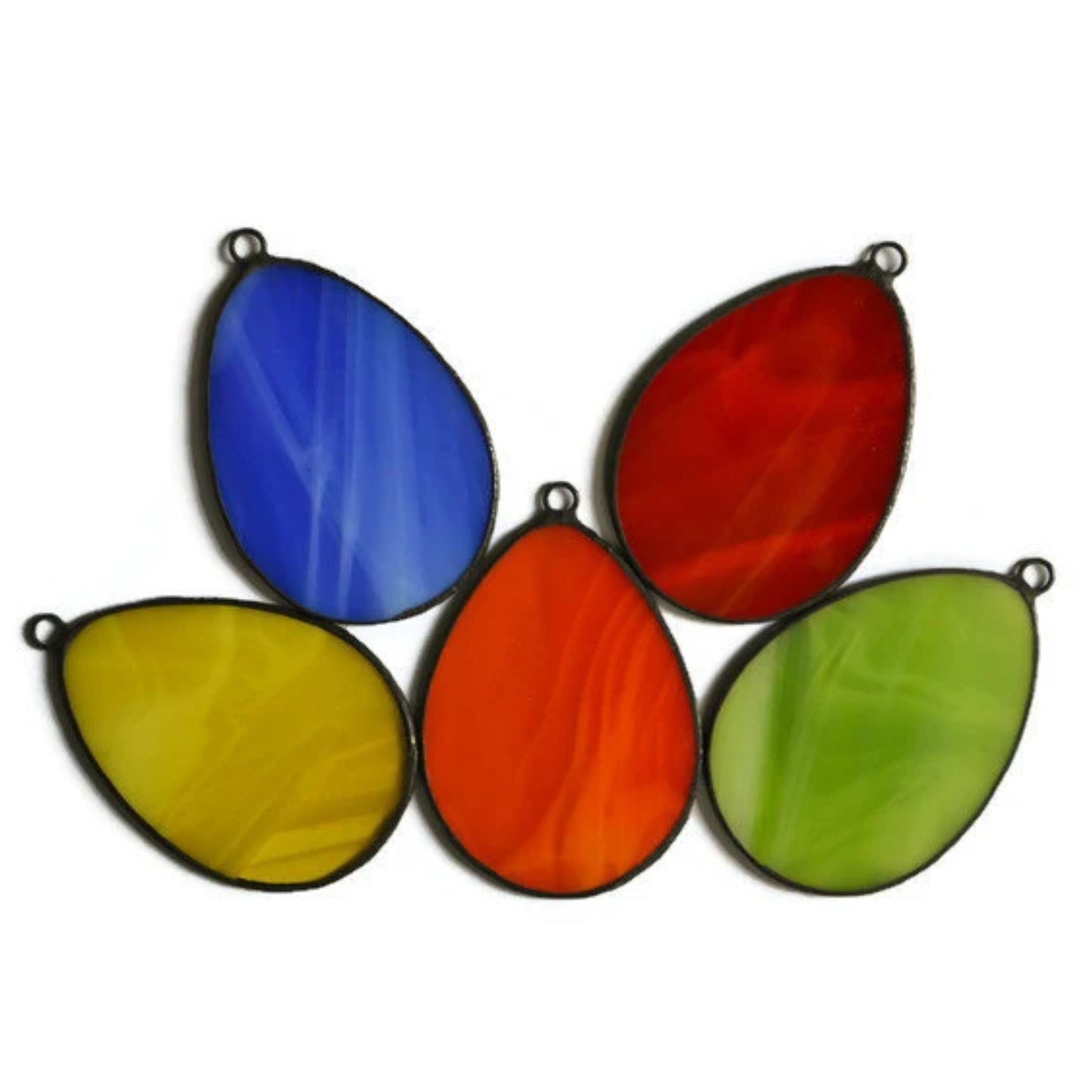 Colorful Easter Eggs Stained Glass Ornaments Set of 5