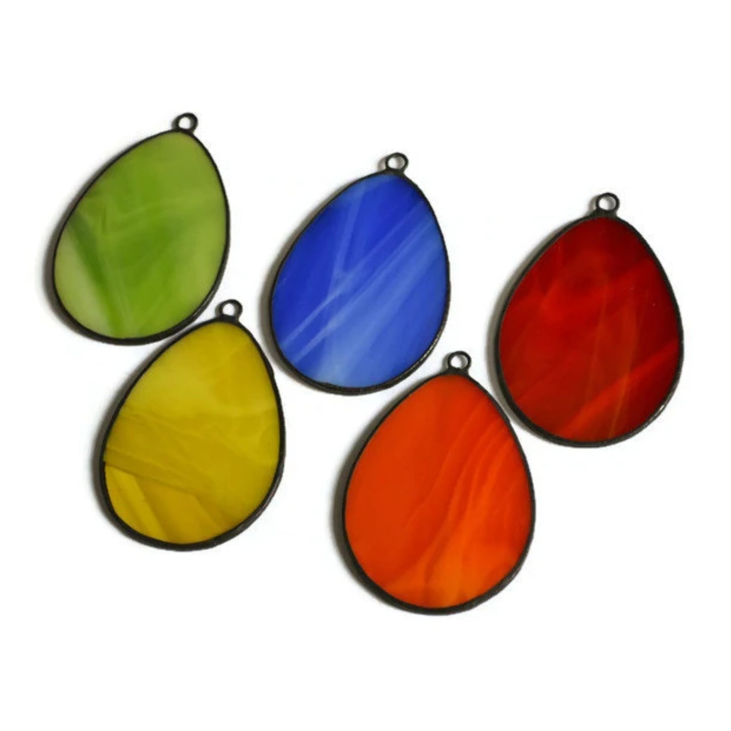 Colorful Easter Eggs Stained Glass Ornaments Set of 5