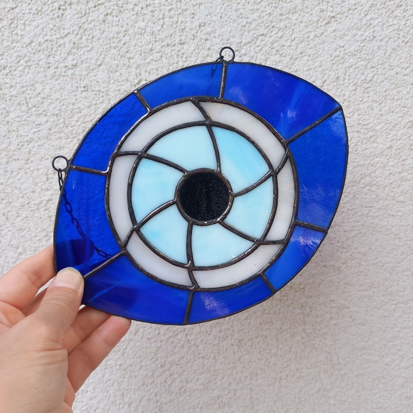 Blue Evil Eye Stained Glass Suncatcher
