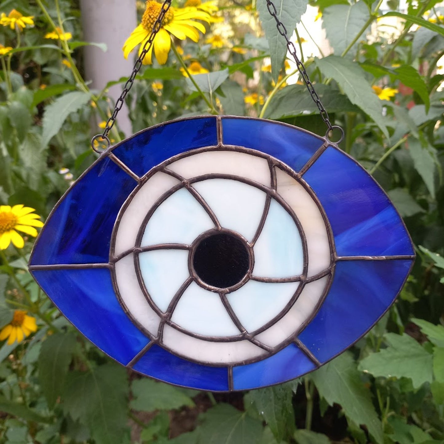 Blue Evil Eye Stained Glass Suncatcher
