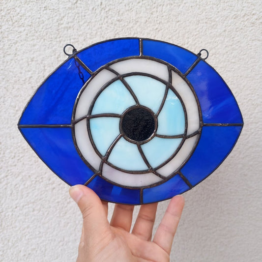 Blue Evil Eye Stained Glass Suncatcher