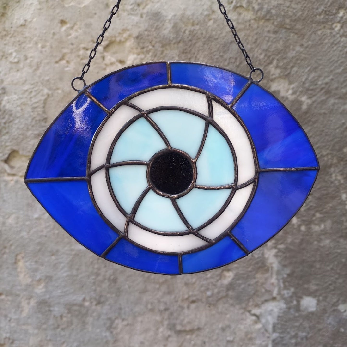 Blue Evil Eye Stained Glass Suncatcher