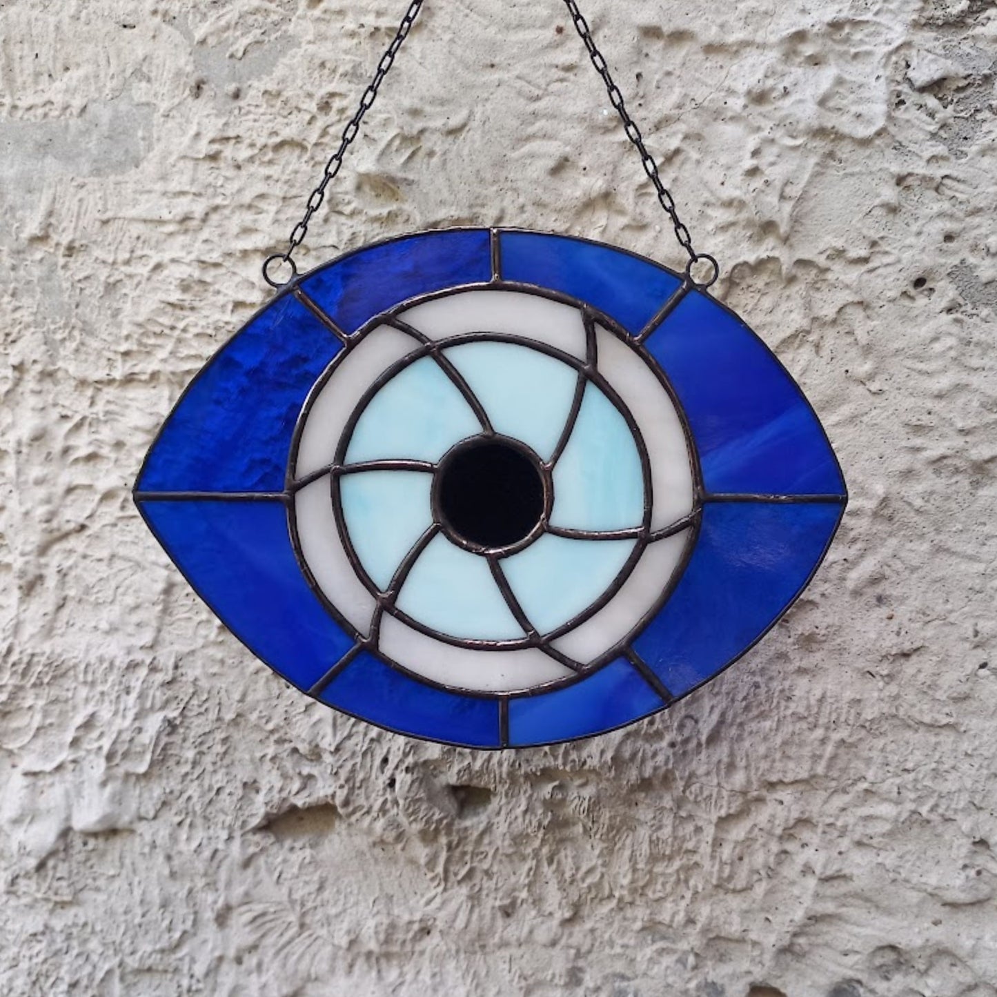 Blue Evil Eye Stained Glass Suncatcher
