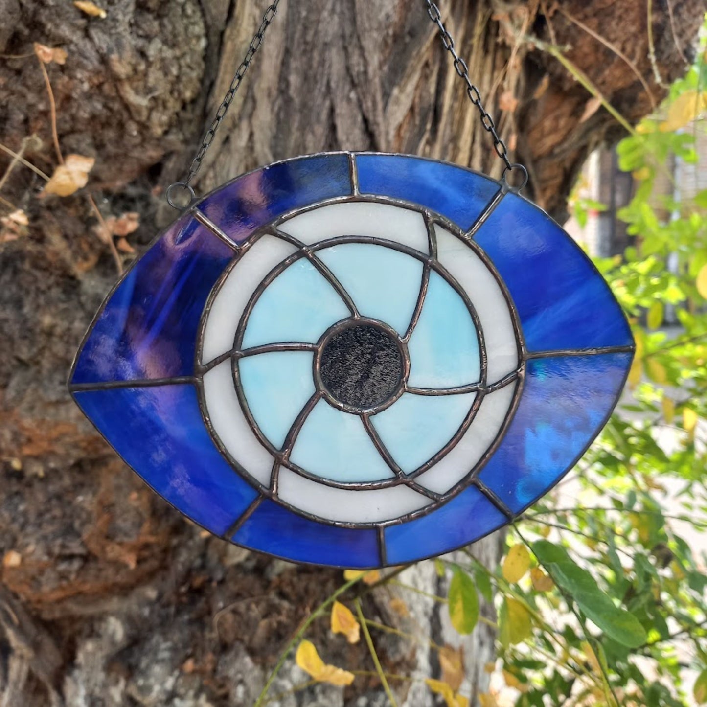 Blue Evil Eye Stained Glass Suncatcher