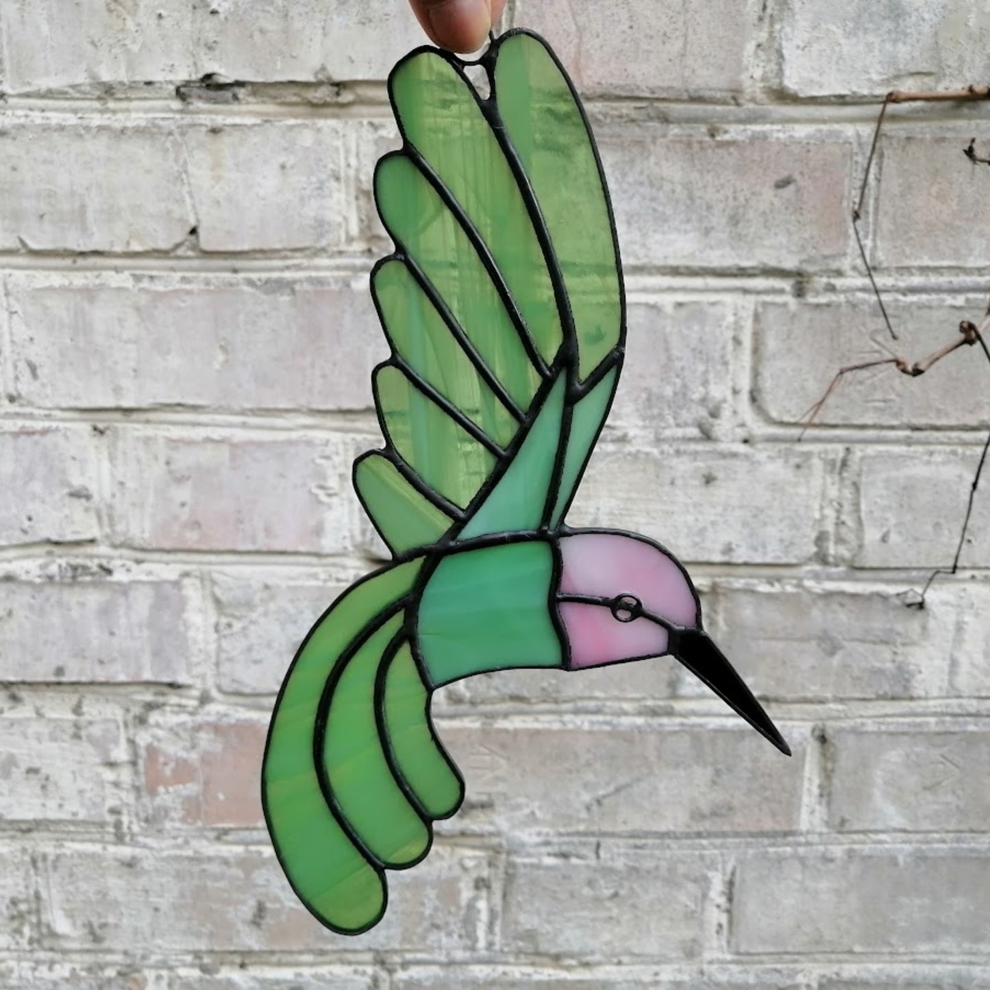 Flying Hummingbird Stained Glass Suncatcher