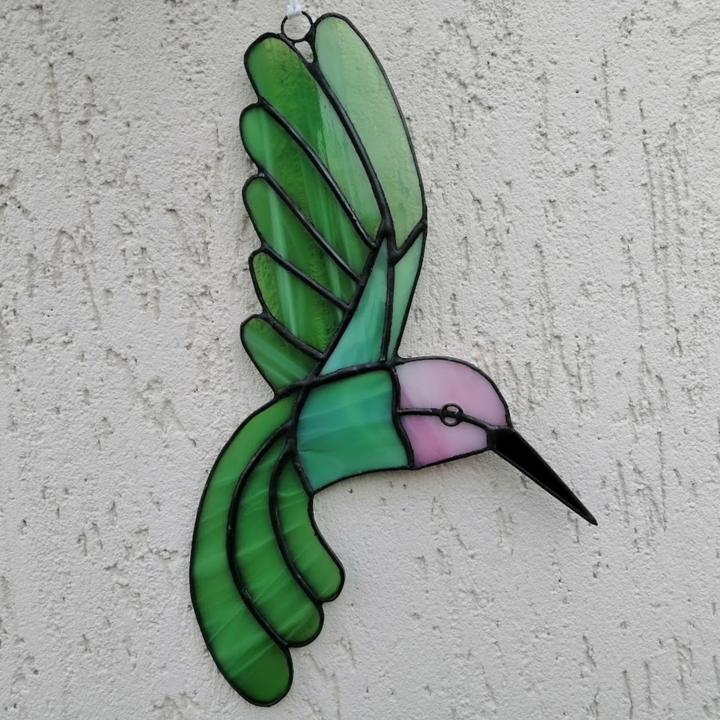 Flying Hummingbird Stained Glass Suncatcher