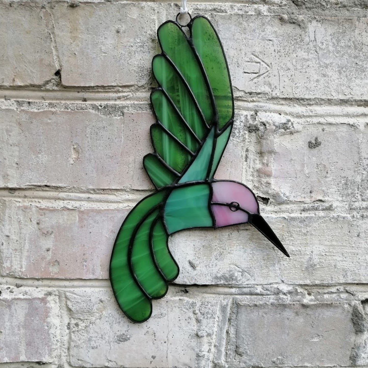 Flying Hummingbird Stained Glass Suncatcher