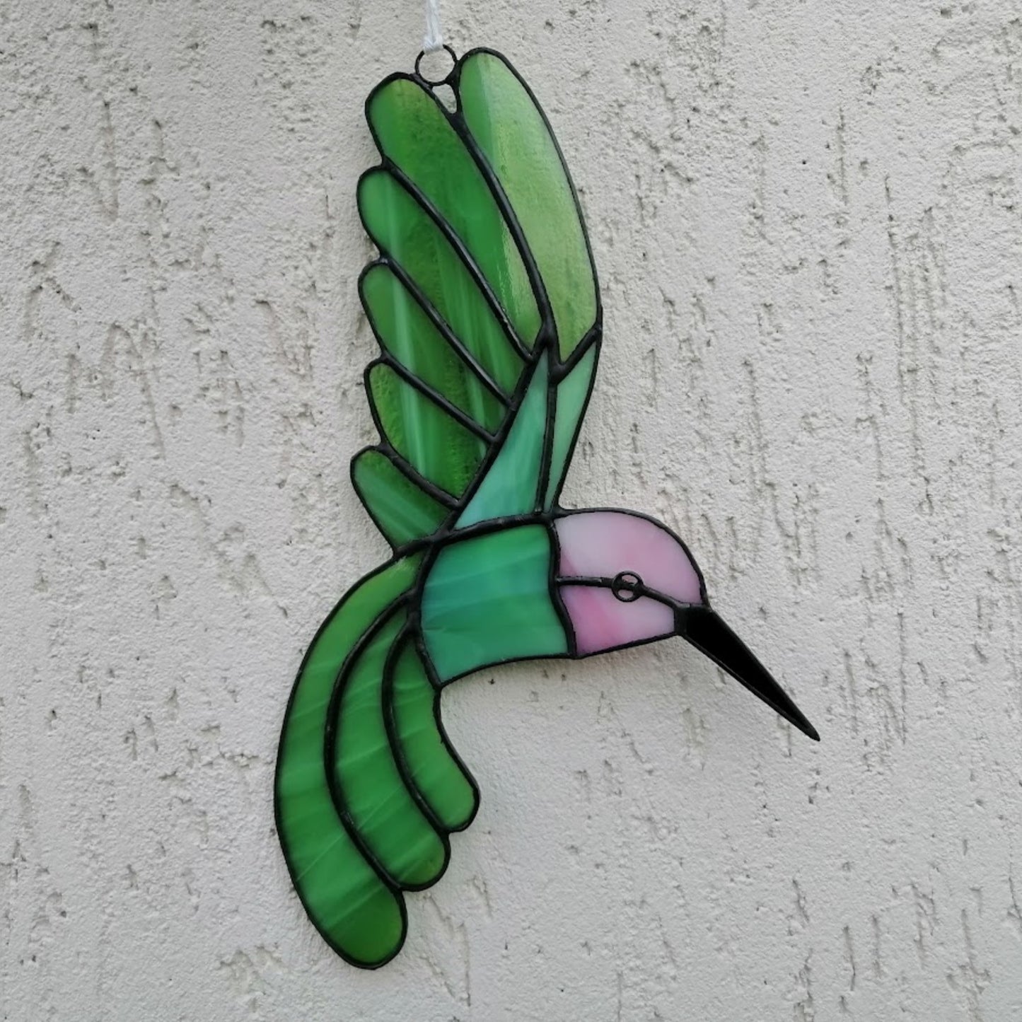 Flying Hummingbird Stained Glass Suncatcher