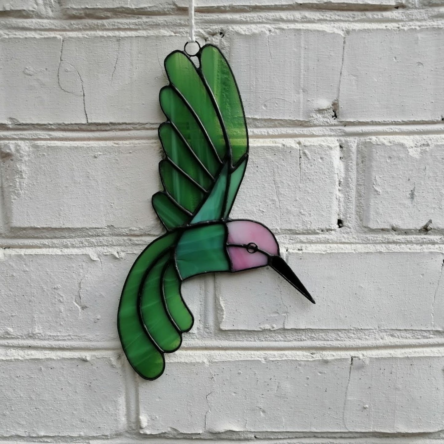 Flying Hummingbird Stained Glass Suncatcher