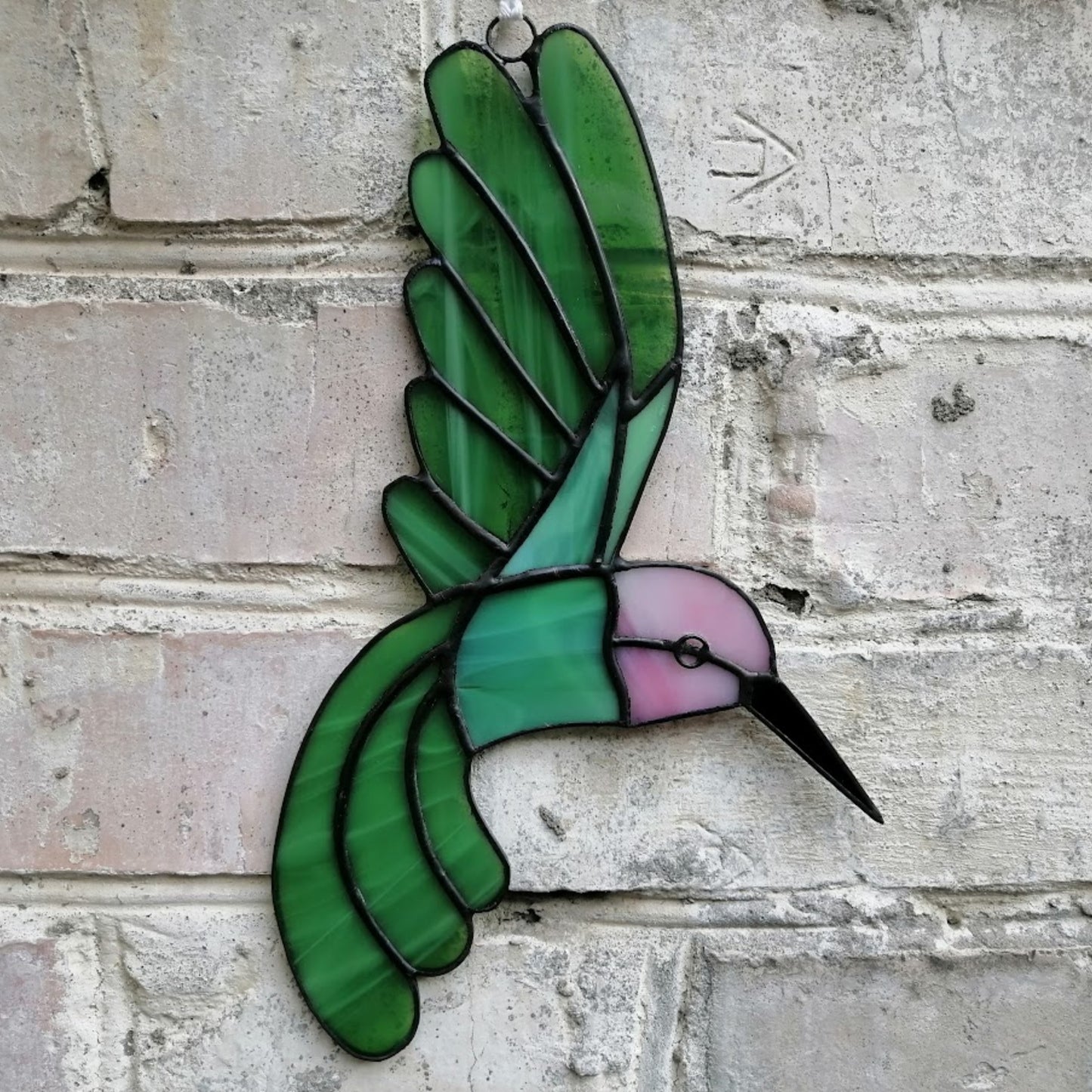 Flying Hummingbird Stained Glass Suncatcher