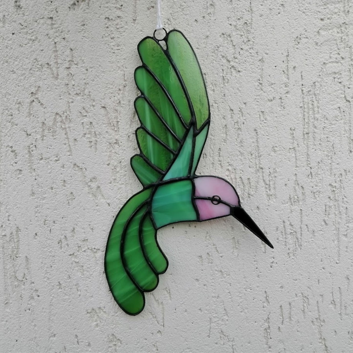 Flying Hummingbird Stained Glass Suncatcher