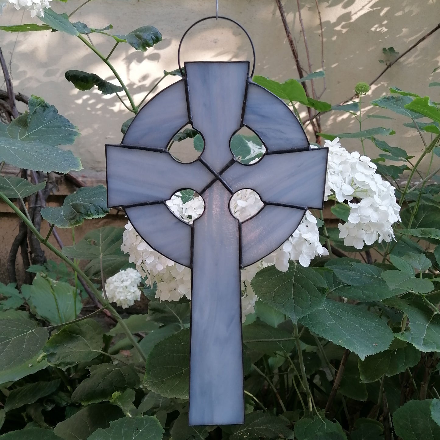 Ornate Celtic Cross Stained Glass Suncatcher