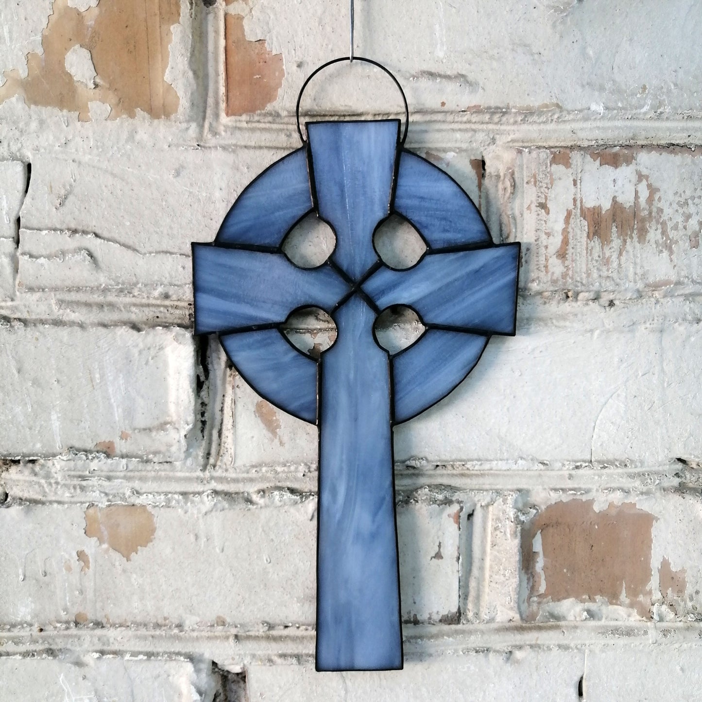 Ornate Celtic Cross Stained Glass Suncatcher