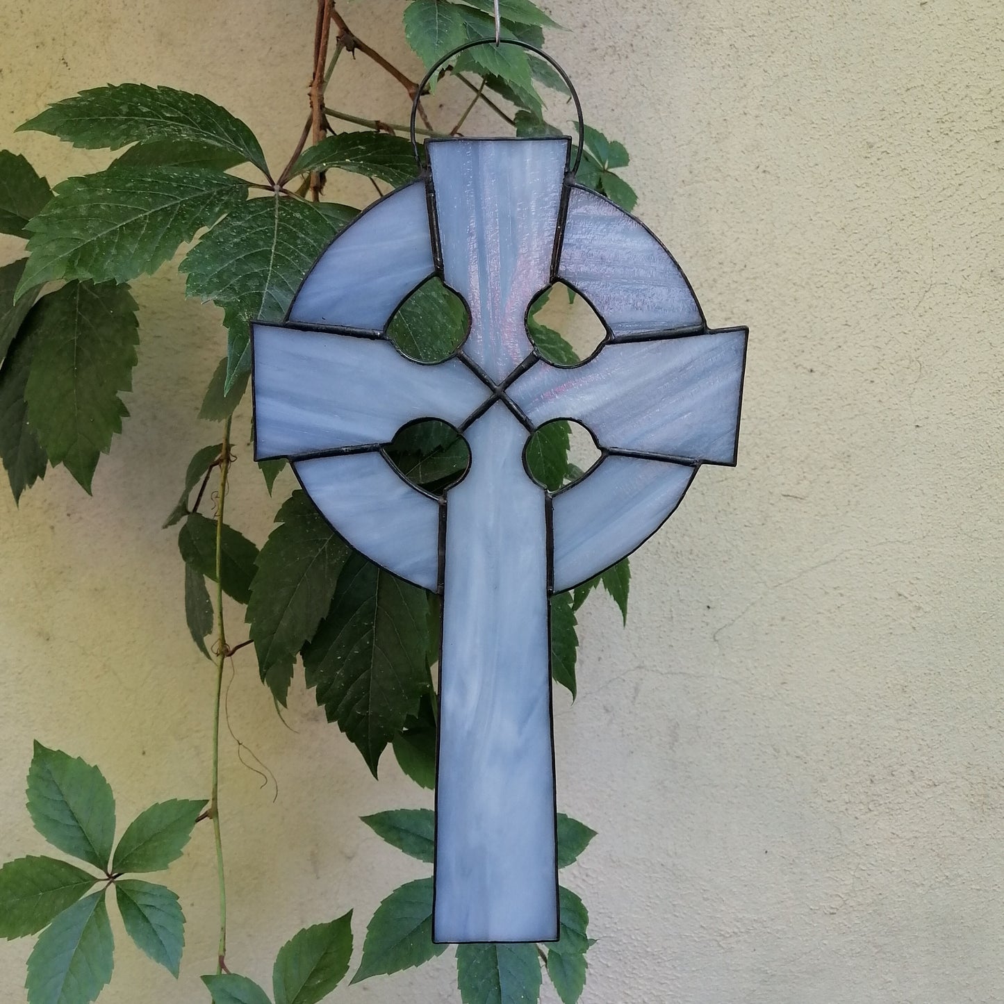 Ornate Celtic Cross Stained Glass Suncatcher