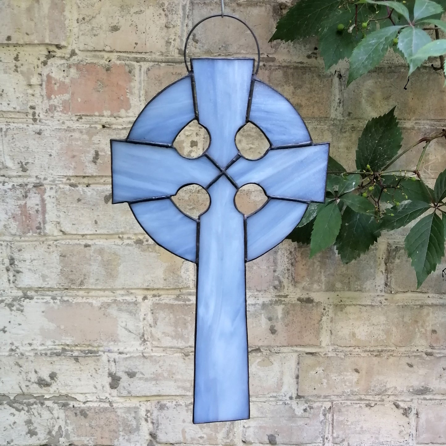 Ornate Celtic Cross Stained Glass Suncatcher