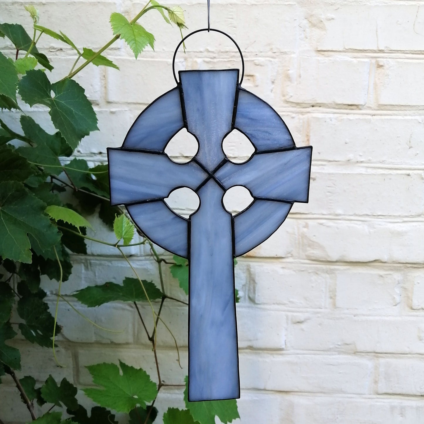 Ornate Celtic Cross Stained Glass Suncatcher