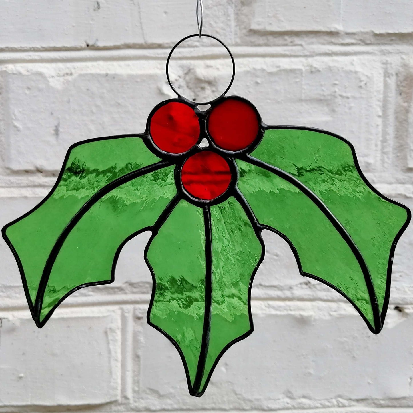 Stained Glass Holly Suncatcher