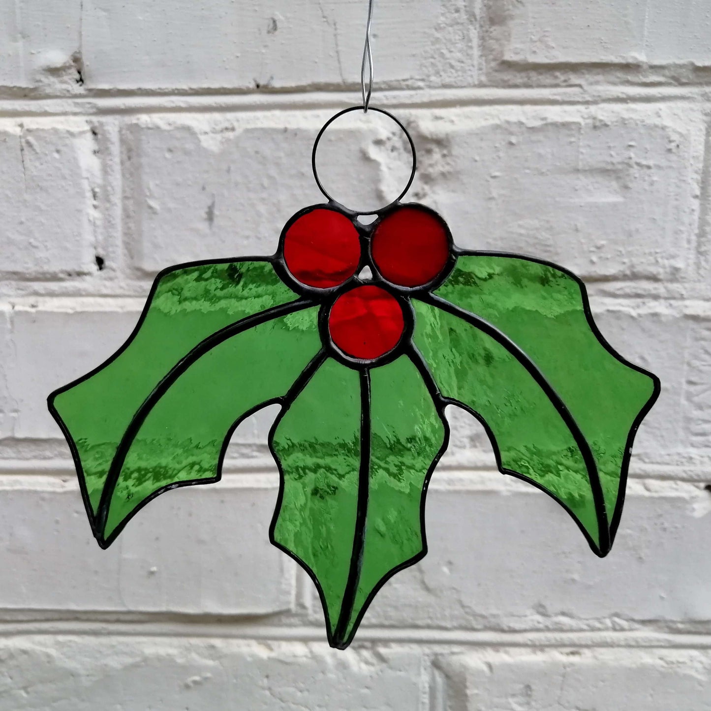 Stained Glass Holly Suncatcher