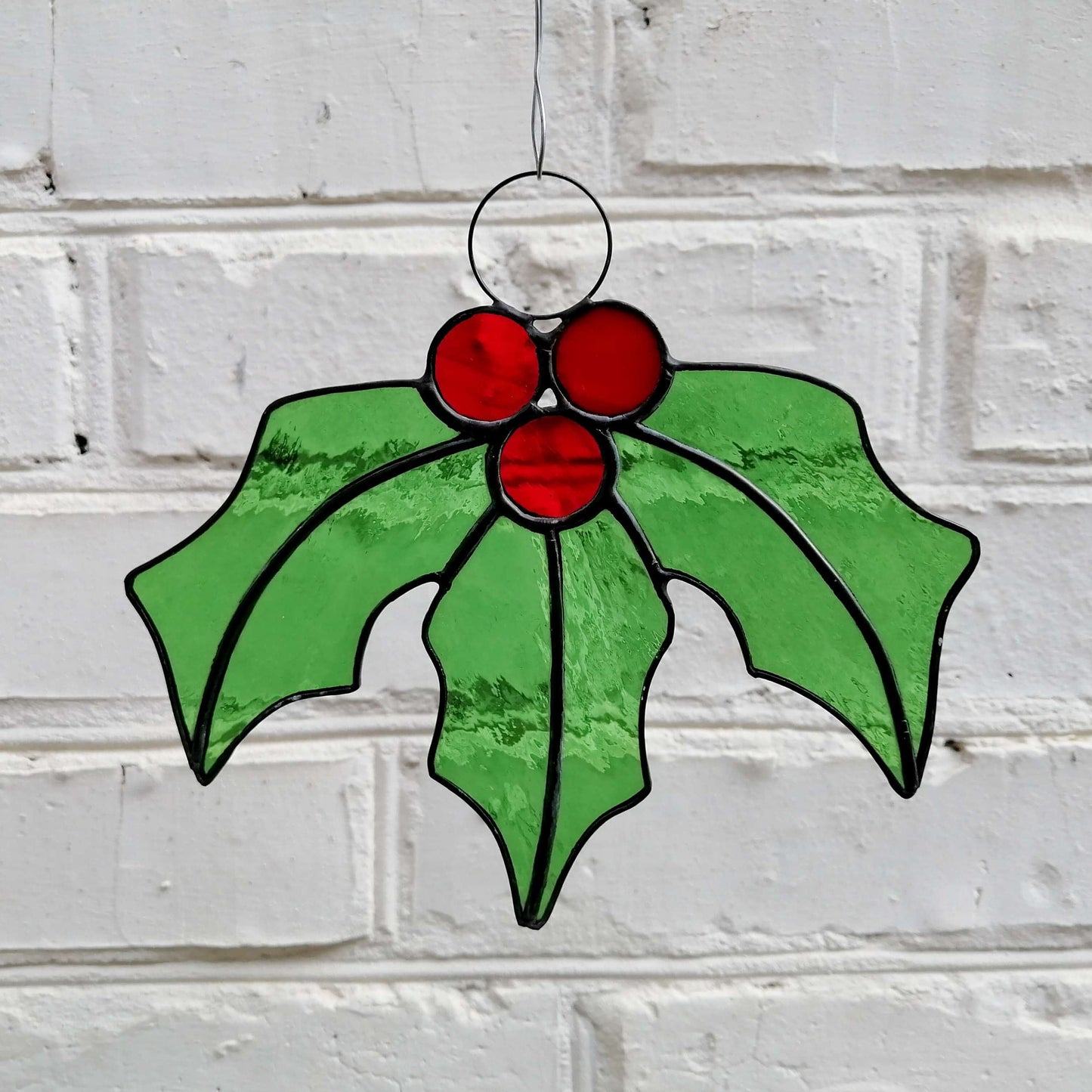 Stained Glass Holly Suncatcher