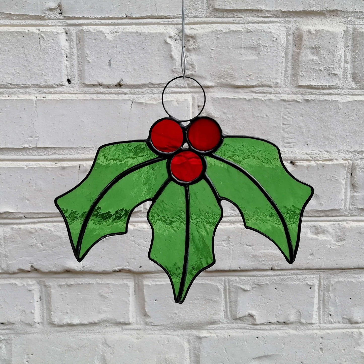 Stained Glass Holly Suncatcher