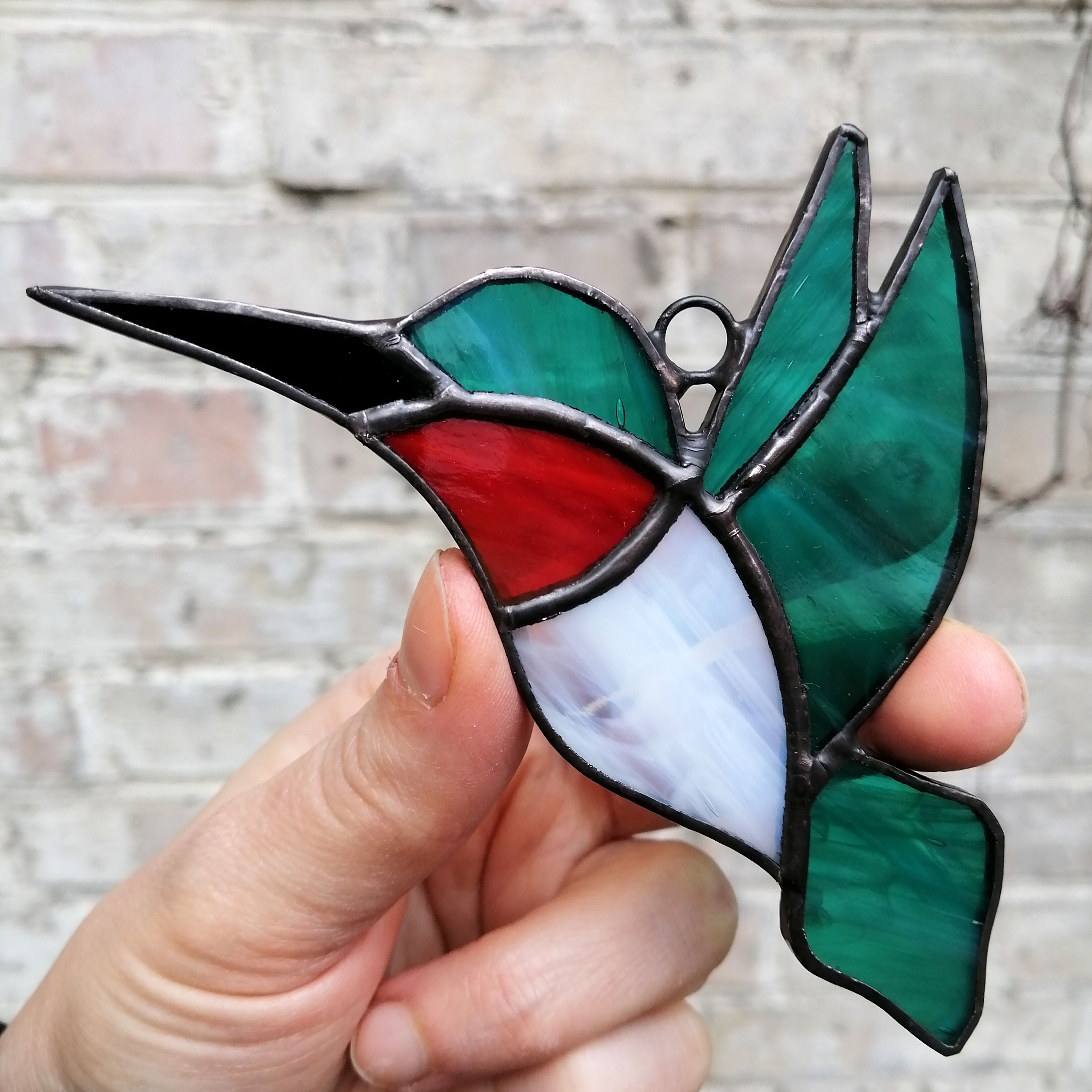 Stained glass Ruby-throated on sale hummingbird