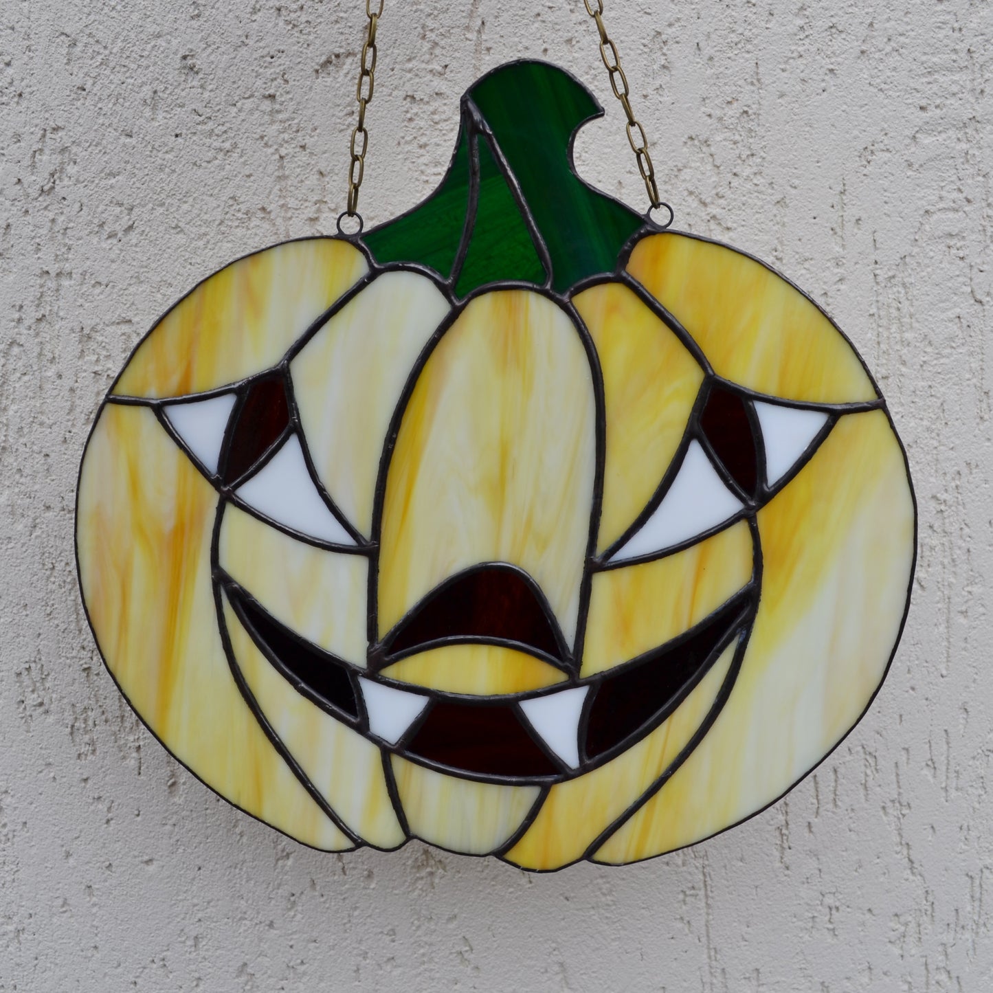 Jack O Lantern Halloween Stained Glass Panel