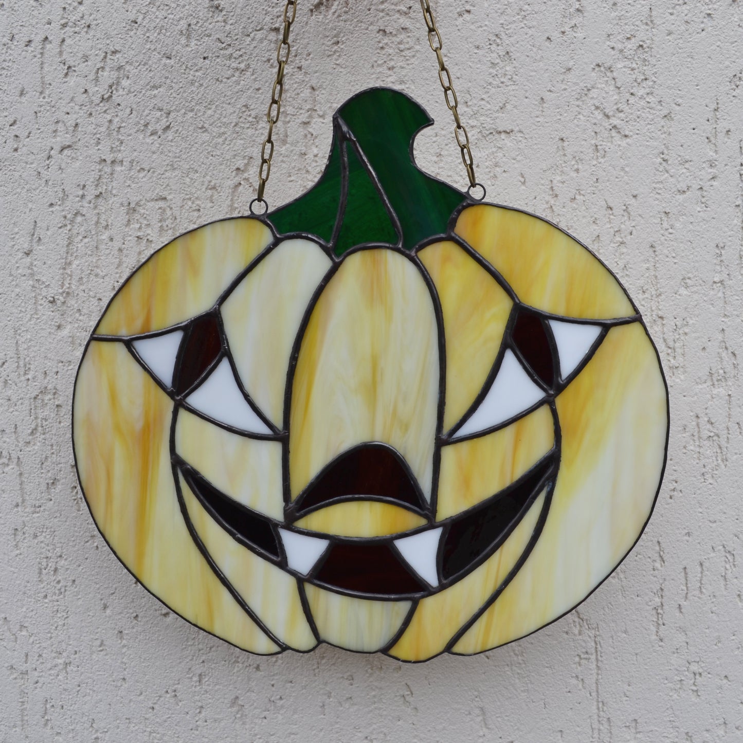 Jack O Lantern Halloween Stained Glass Panel