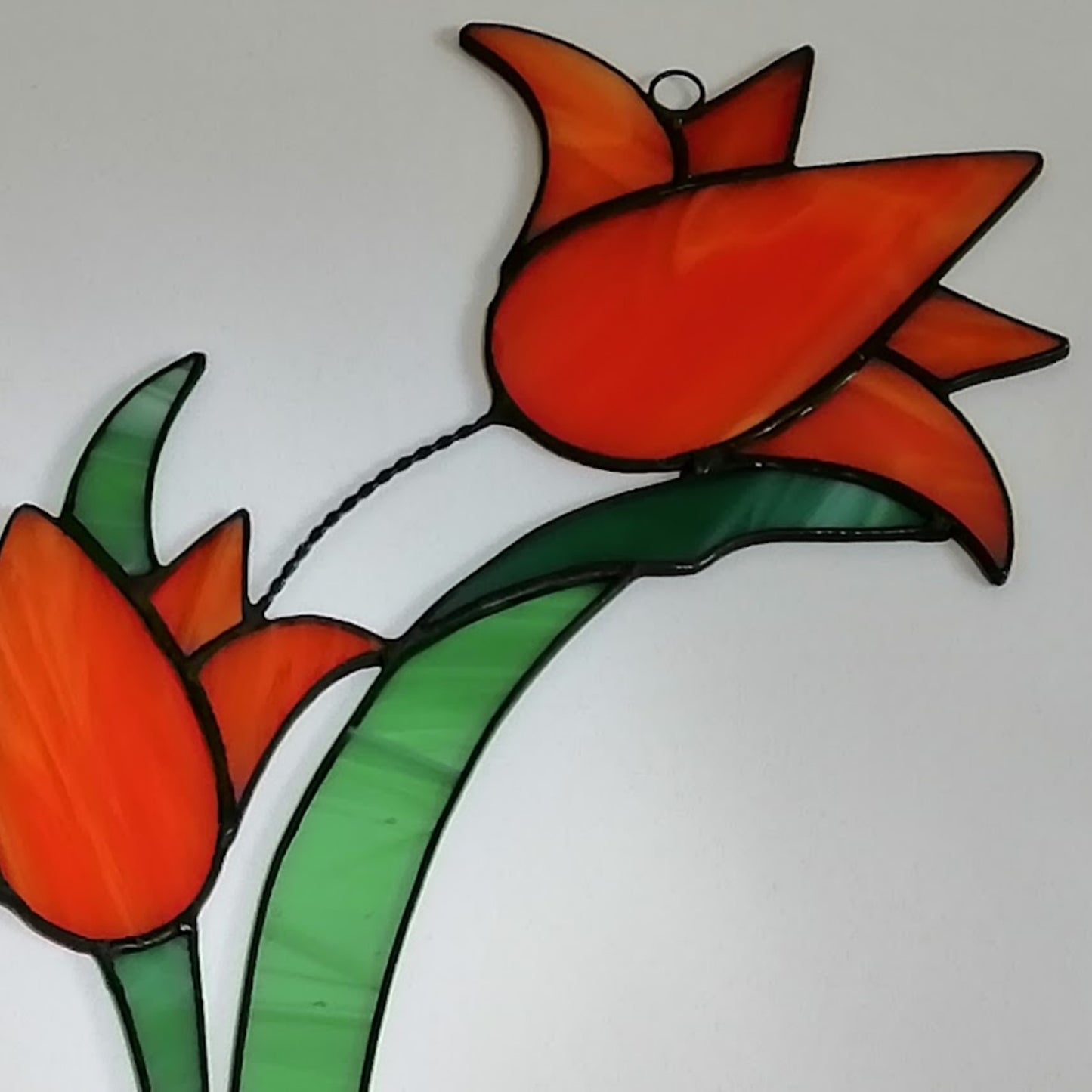 Large Orange Lily Stained Glass Flower Suncatcher