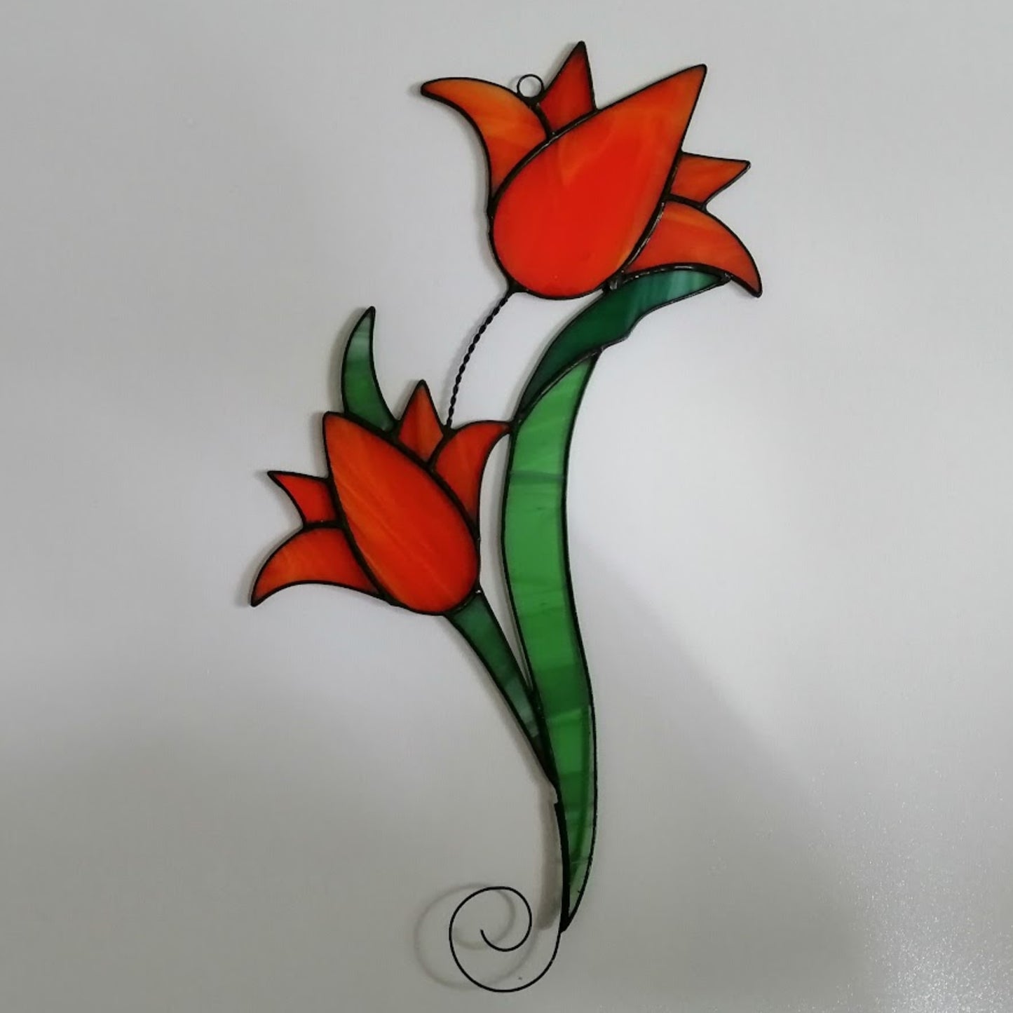 Large Orange Lily Stained Glass Flower Suncatcher