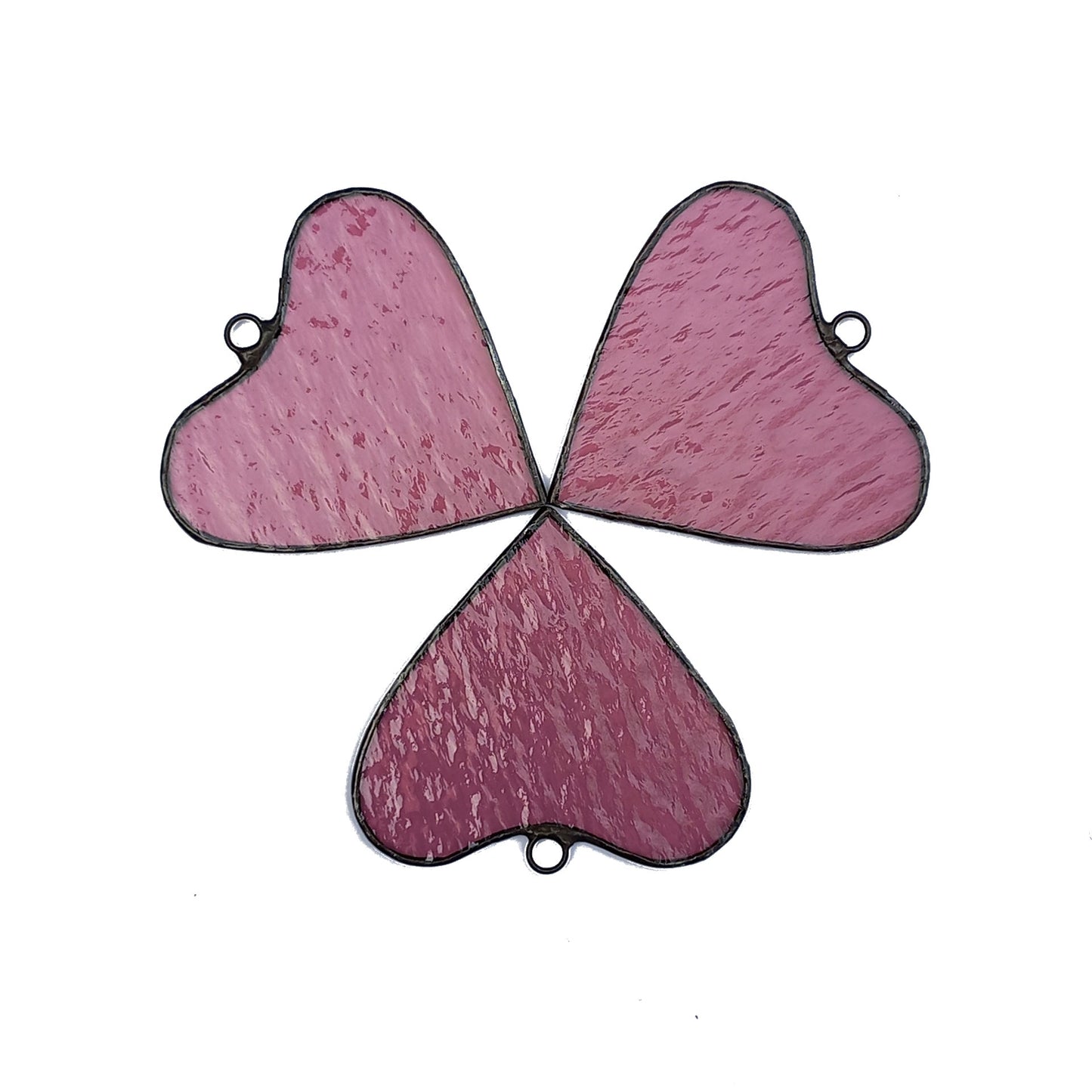 Pink Stained Glass Heart Suncatchers Set of 3