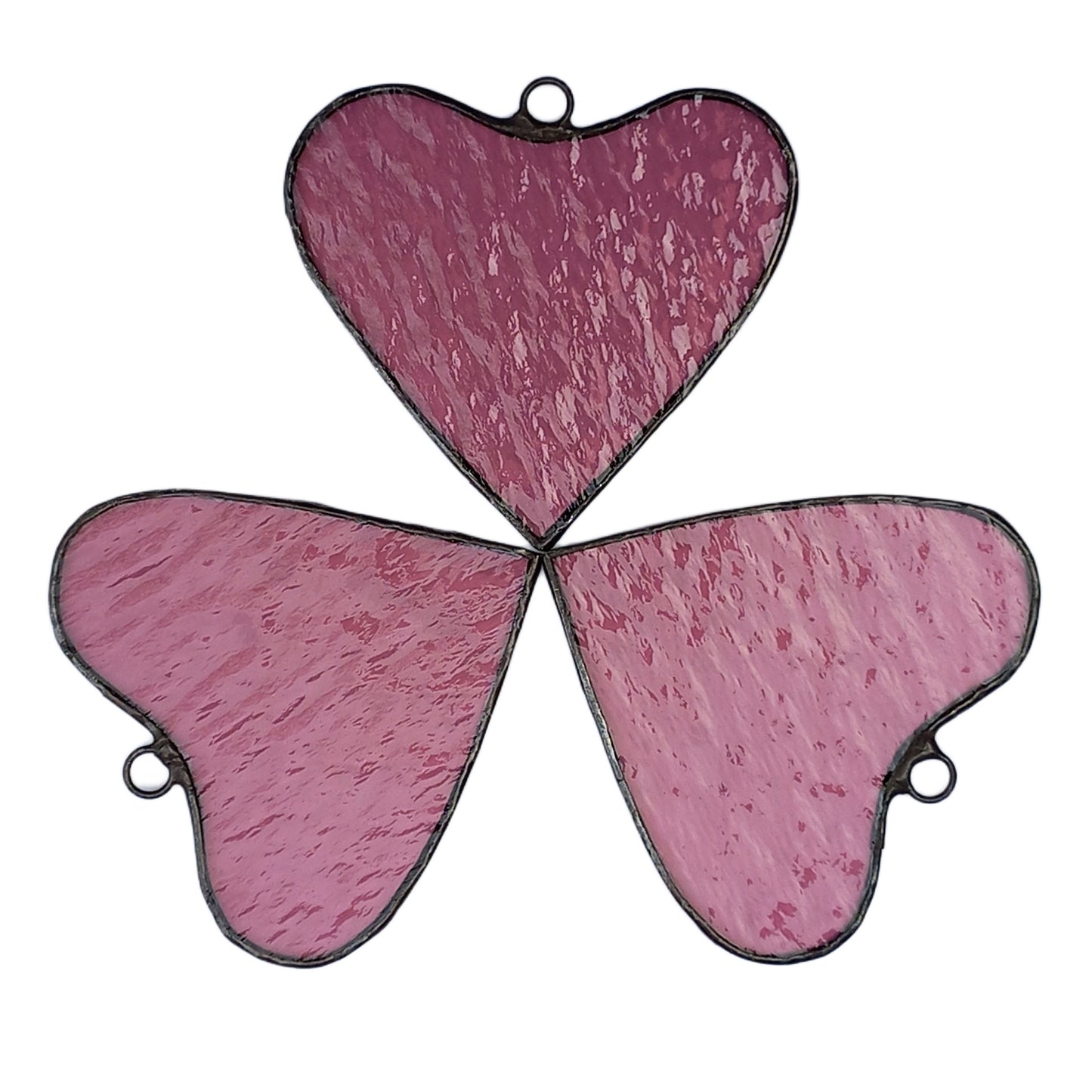 Pink Stained Glass Heart Suncatchers Set of 3
