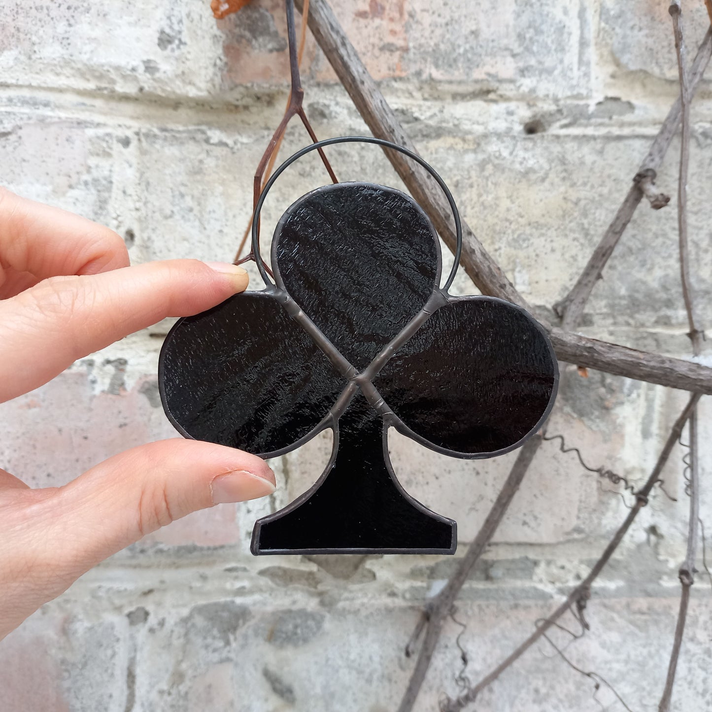 Club Symbol Playing Card Stained Glass Suncatcher