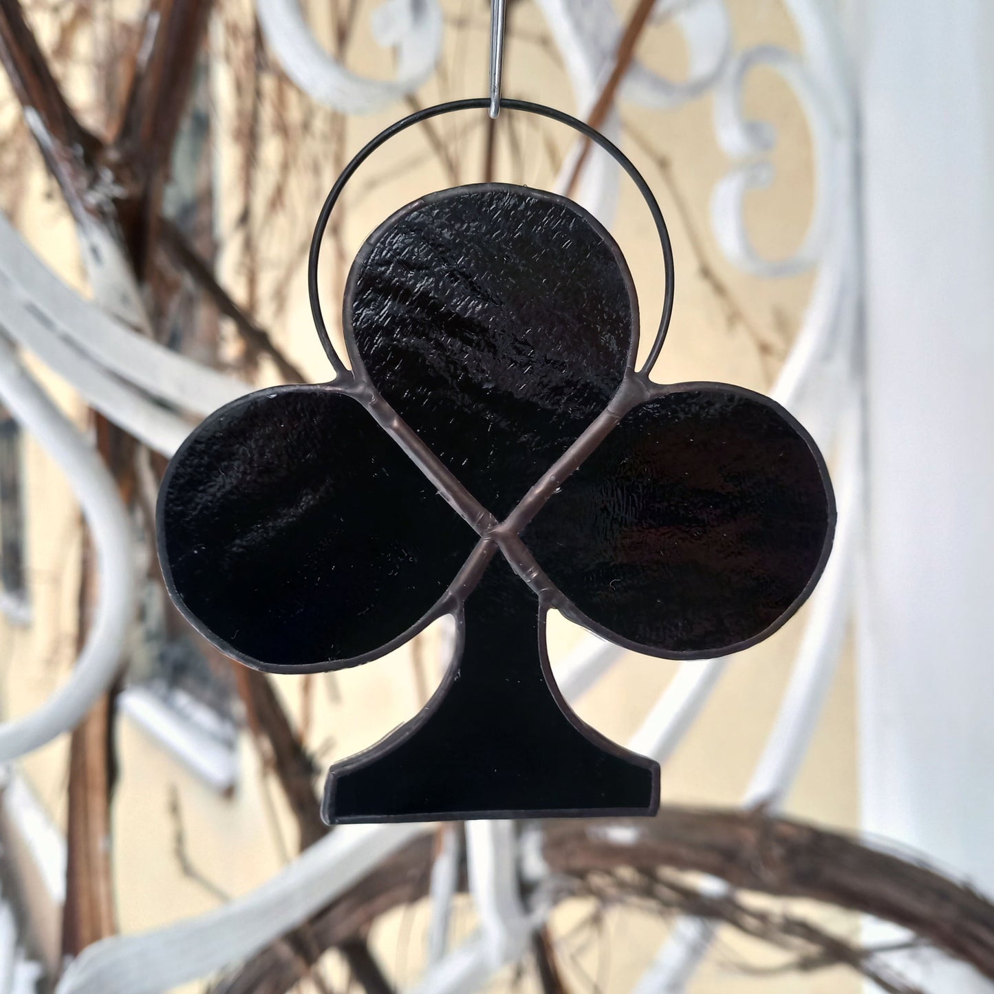 Club Symbol Playing Card Stained Glass Suncatcher
