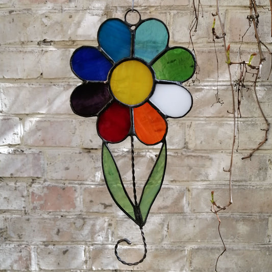 Rainbow Daisy Stained Glass Suncatcher