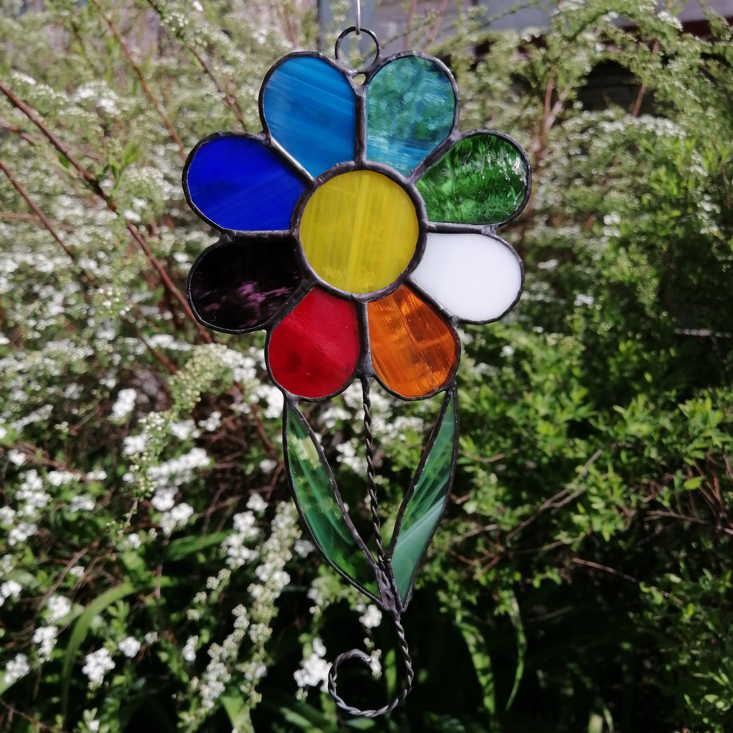 Rainbow Daisy Stained Glass Suncatcher